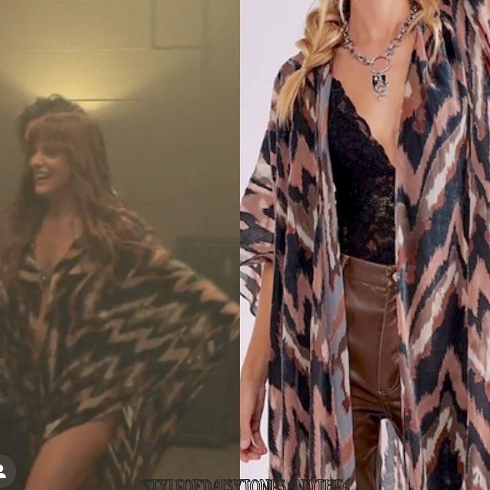Free People Black Brown Patterned Open Cardigan